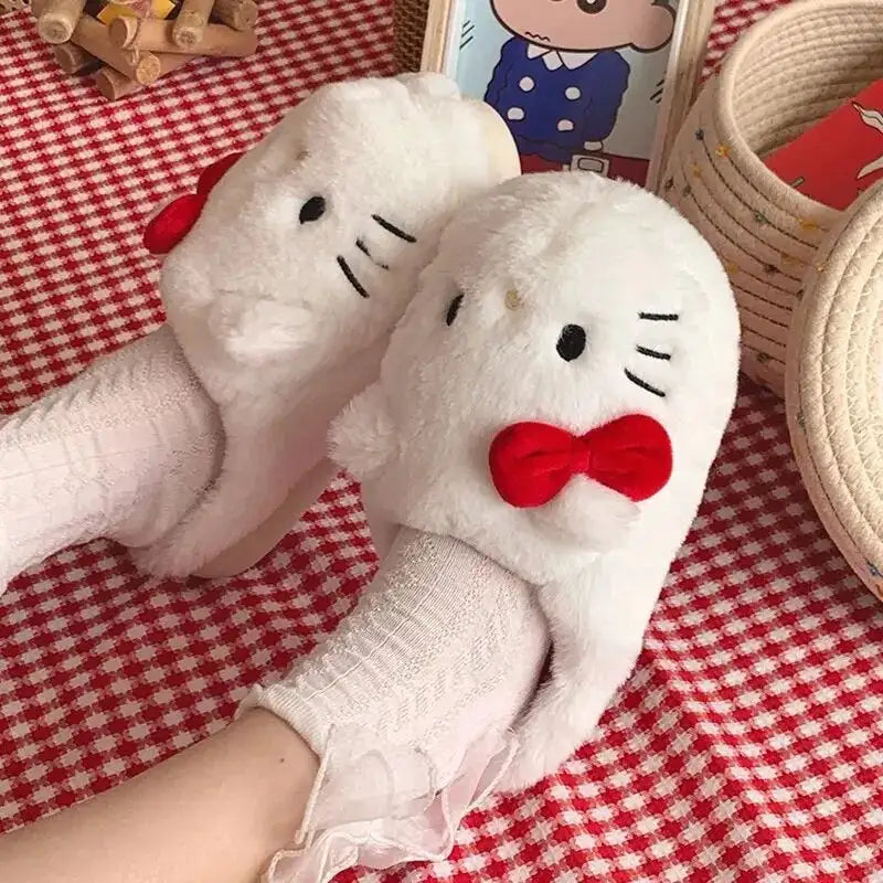 Kitty Kawaii Fluffy Fuzzy House Shoe Slippers